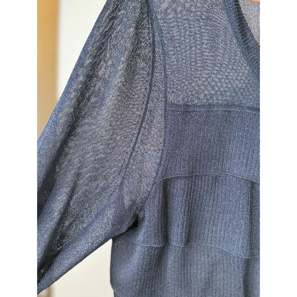 Talbots 3/4 Sleeve Button Down Women  Size L Cardigan Layered /‎ Ruffle front - Picture 5 of 9